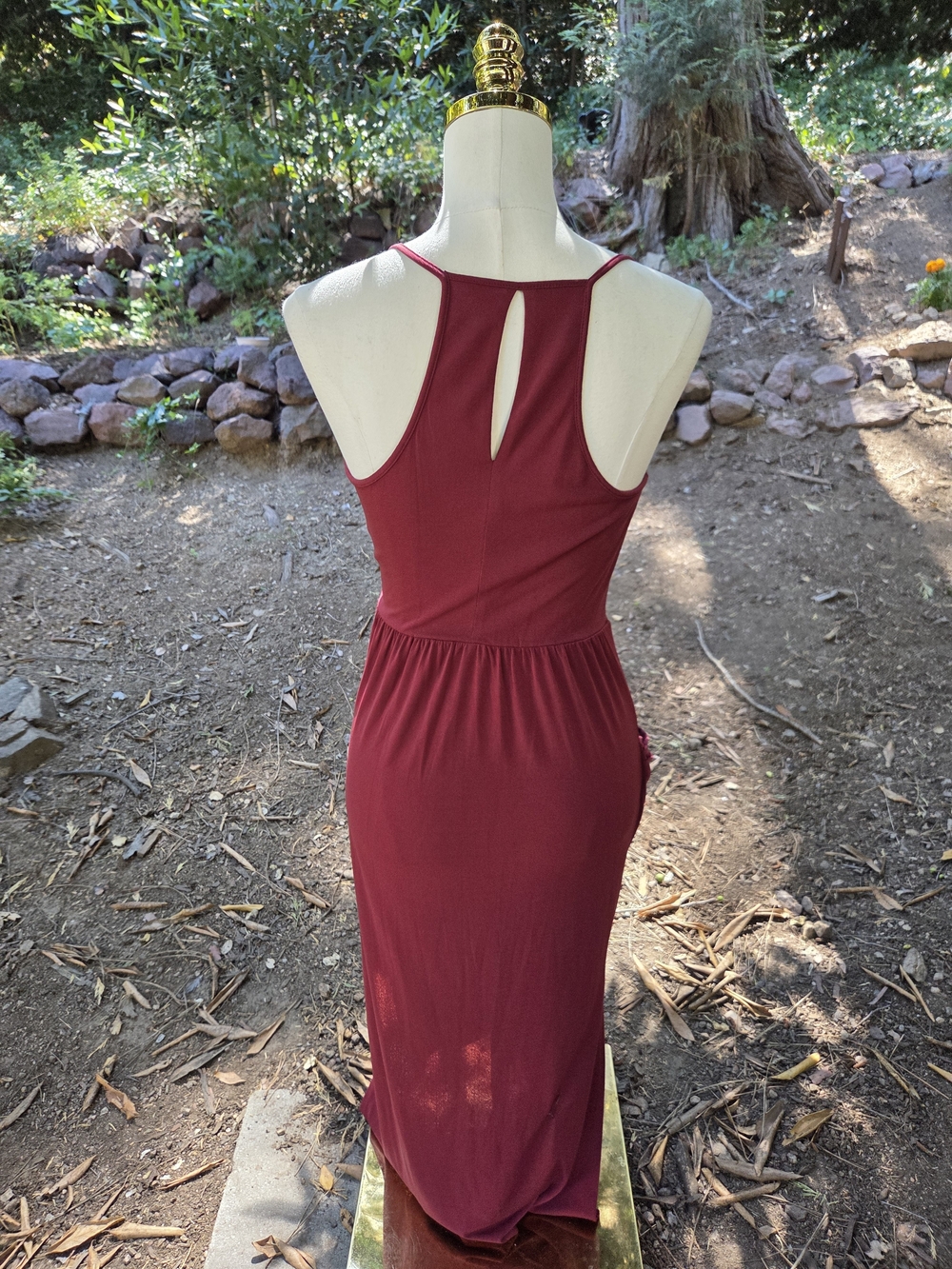 BCBGeneration Spaghetti Strap Burgundy Autumn Strapless-Look Dress - Picture 4 of 5